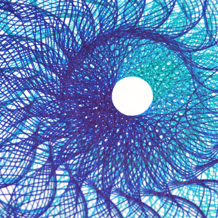 Ocean Blue Sunflower Plotter Art - Limited Edition of 2