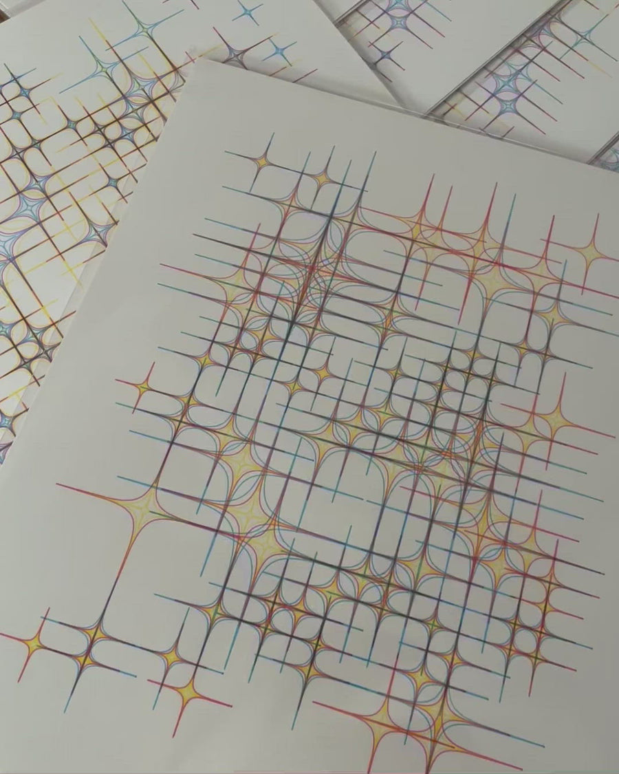 Red Stars Plotter Art - Limited Edition of 5