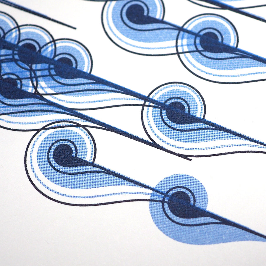 Sky Blue Wind Riso Print - 10 in