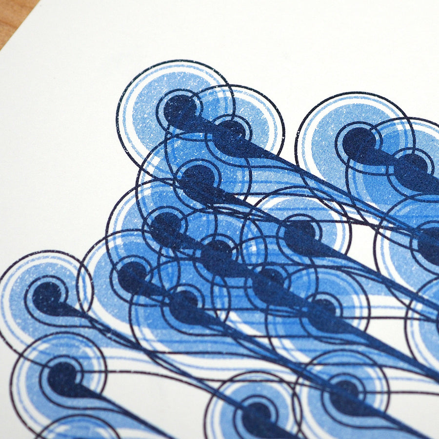 Sky Blue Wind Riso Print - 10 in