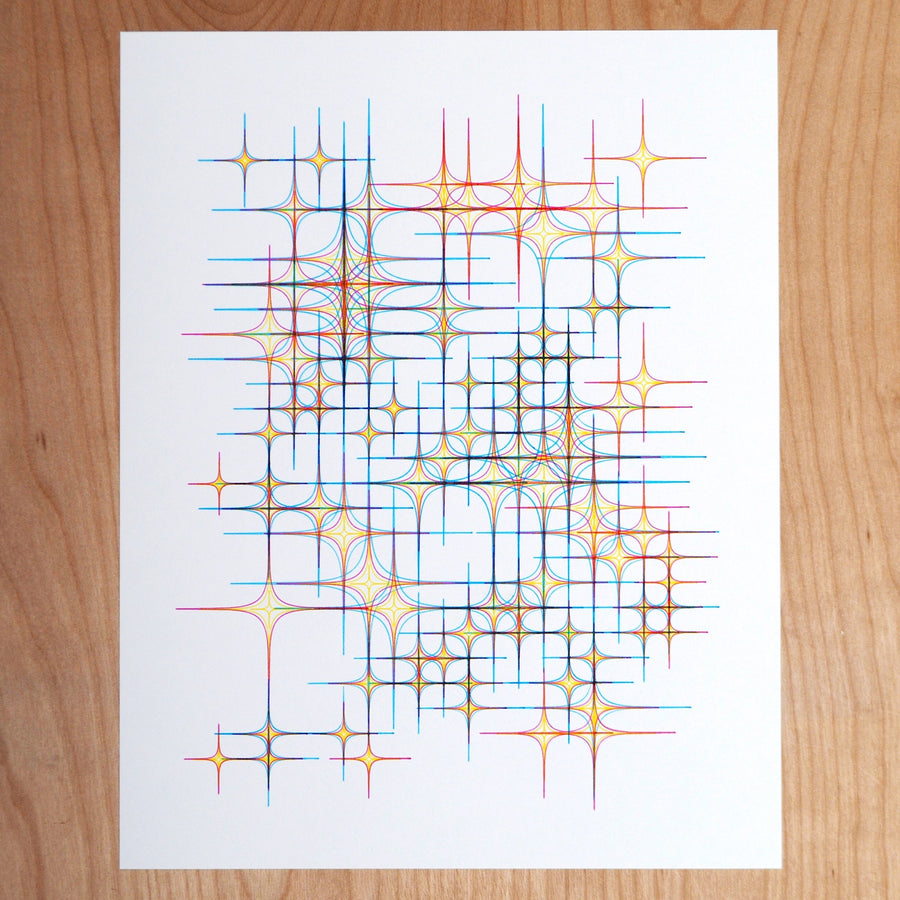 Red Stars Plotter Art - Limited Edition of 5